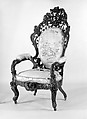 Armchair, Attributed to John Henry Belter (American, born Germany 1804-1863 New York), Rosewood, ash, American