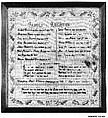 Embroidered sampler, Mary A. Cheever American, Embroidered silk and cotton on cotton, American