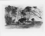 Landscape: Black Trees II, Arthur B. Davies (American, Utica, New York 1862–1928 Florence), Black ink wash, gray gouache, and black chalk on off-white
 wove paper, American