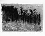 Landscape with Cedars, Arthur B. Davies (American, Utica, New York 1862–1928 Florence), Pastel and charcoal on gray Japanese paper, American