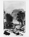 Landscape, Arthur B. Davies (American, Utica, New York 1862–1928 Florence), Black ink wash on off-white wove paper, American