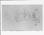 Study for "The Siege of Gibraltar": Officer in Four Poses, John Singleton Copley (American, Boston, Massachusetts 1738–1815 London), Black chalk on blue laid paper, American