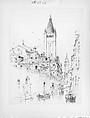 San Barnabas e Carmine, Venice, Andrew Fisher Bunner (1841–1897), Black ink and graphite traces on off-white wove paper, American