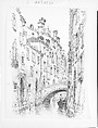 Rio della Verona, Venice, Andrew Fisher Bunner (1841–1897), Black ink and graphite traces on off-white wove paper, American