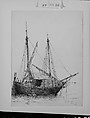 Charcoal Boat, Venice, Andrew Fisher Bunner (1841–1897), Black ink and graphite traces on off-white wove paper, American