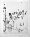 Rio della Calcina, Venice, Andrew Fisher Bunner (1841–1897), Black ink and graphite traces on off-white wove paper, American