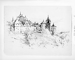 Sketch of Houses (Probably in Germany), Andrew Fisher Bunner (1841–1897), Black ink on light buff laid paper, American