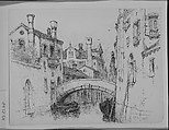 Rio San Giacomo, Venice, Andrew Fisher Bunner (1841–1897), Black ink and graphite traces on off-white wove paper, American