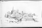 San Francesco, Venice, Andrew Fisher Bunner (1841–1897), Black ink and graphite traces on off-white wove paper, American