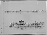 Two Sketches of Venice: Sartoza, Torcello and S. Andrea; Murano, Andrew Fisher Bunner (1841–1897), Black ink on off-white wove paper, American