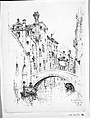 Rio della Verona, Venice, Andrew Fisher Bunner  American, Black ink and graphite traces on off-white laid paper, American