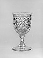 Goblet, Pressed glass, diamond thumbprint, American