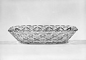 Relish dish, Pressed glass, diamond thumbprint, American