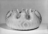Bowl, Blown blue and white satin glass, American or British