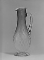 Ewer, Probably Stevens and Williams, Blown satin cranberry and colorless glass, British