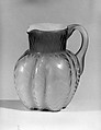 Pitcher, Blown satin cranberry glass, American or British