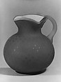 Pitcher, Blown satin blue glass, American