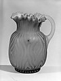 Pitcher, Blown satin pink and green glass, American or British