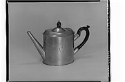 Teapot, Israel Trask (1786–1867), Pewter, wood, American