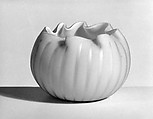 Sherbet Dish, Blown satin yellow and white opaque glass, British
