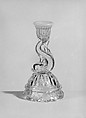 Candlestick, Pressed colorless and opalescent glass, American