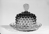 Hobnail Cheese Dish, Hobbs, Brockunier and Company American, Pressed colorless and cranberry glass, American