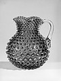 Hobnail Water Pitcher, Hobbs, Brockunier and Company American, Pressed colorless and cranberry glass, American