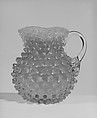 Hobnail Creamer, Hobbs, Brockunier and Company American, Pressed colorless and opaque cranberry glass, American