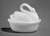 Figure Dish, McKee and Brothers  American, Pressed opaque white glass, American