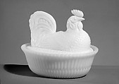 Figure Dish, McKee and Brothers  American, Pressed opaque white glass, American