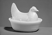 Figure Dish, McKee and Brothers  American, Pressed opaque white glass, American