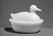 Figure Dish, McKee and Brothers  American, Pressed opaque white glass, American