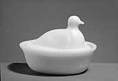 Figure Dish, McKee and Brothers  American, Pressed opaque white glass, American