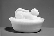 Figure Dish, McKee and Brothers  American, Pressed opaque white glass, American