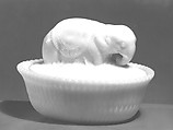 Figure Dish, McKee and Brothers  American, Pressed opaque white glass, American