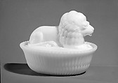 Figure Dish, McKee and Brothers  American, Pressed opaque white glass, American