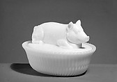 Figure Dish, McKee and Brothers  American, Pressed opaque white glass, American