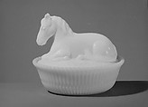 Figure Dish, McKee and Brothers  American, Pressed opaque white glass, American