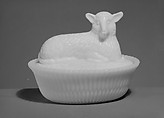 Figure Dish, McKee and Brothers  American, Pressed opaque white glass, American