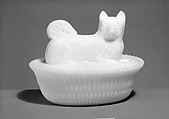 Figure Dish, McKee and Brothers  American, Pressed opaque white glass, American