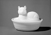 Figure Dish, McKee and Brothers  American, Pressed opaque white glass, American