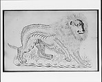 Lion, Pen and iron-gall ink and graphite on off-white wove paper, American