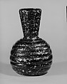 Vase, Blown spangled black glass, American