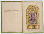 Design for beatitude window in presentation portfolio for Arlington Street Church, Boston, Massachusetts, Louis C. Tiffany (American, New York 1848–1933 New York), Watercolor, gouache, brown ink, and graphite on artist board with mat, American