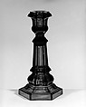 Candlestick, Pressed amethyst glass, American