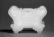 Saltcellar, Lacy pressed opaque white glass, American