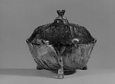 Covered Bowl, Pressed purple marble glass