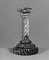 Candlestick, Pressed purple marble glass