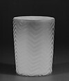 Tumbler, Blown satin white and cranberry glass, American
