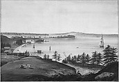 The Bay of New York Looking to the Narrows and Staten Island, Taken from Brooklyn Heights, William Guy Wall (Irish, Dublin 1792–after 1864 Ireland (active America)), Watercolor and gum arabic on white wove paper, American